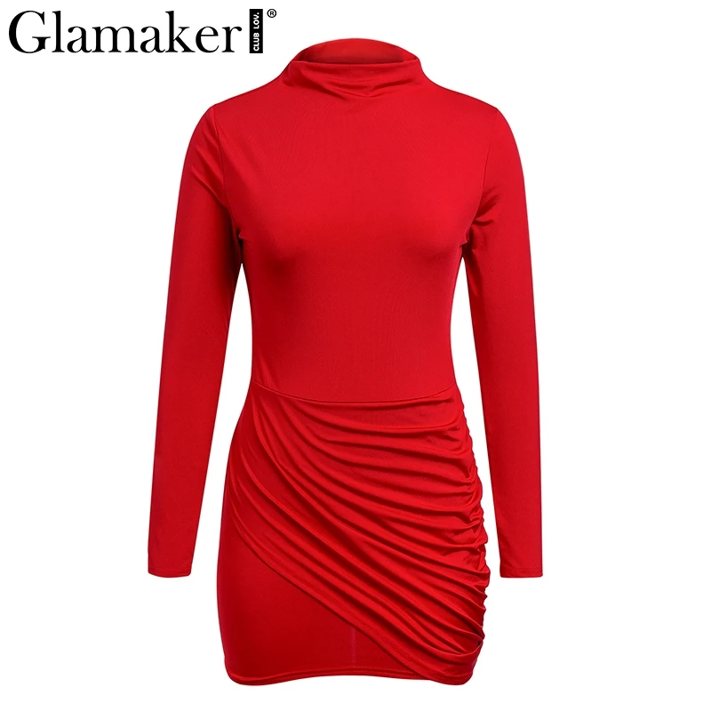 Glamaker Плиссированное короткое платье с высокой талией женское летнее 2018 мини