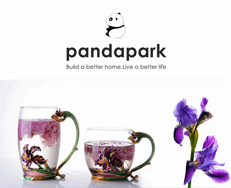 Pandapark креативный Роскошный Зеленый Эмалированный стеклянный цветочный чайный набор кружка молочный стакан офисный термостойкий стакан кружки для завтрака PPX024