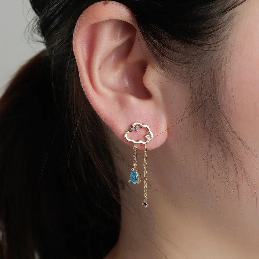 

Chandler Korean Chic Water Drop Crystal Stone Dangle Earring Cloud Tassel Cubic Zircon Beautiful Everyday Drop Earrings For Girl