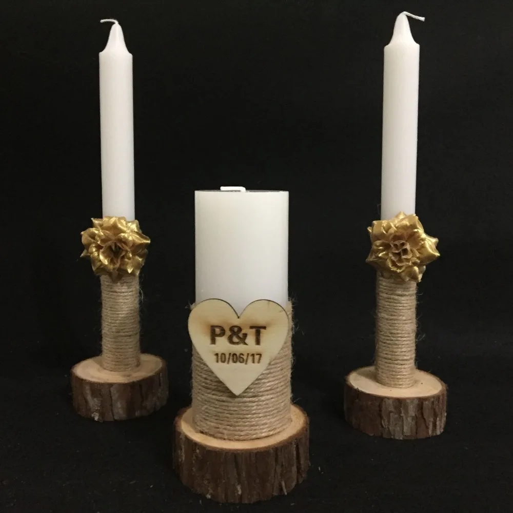 

Wedding Candles Rustic Unity Candle Set of 3, Wedding Unity Twine Wedding Candles, Rustic Chic Ceremony Decor