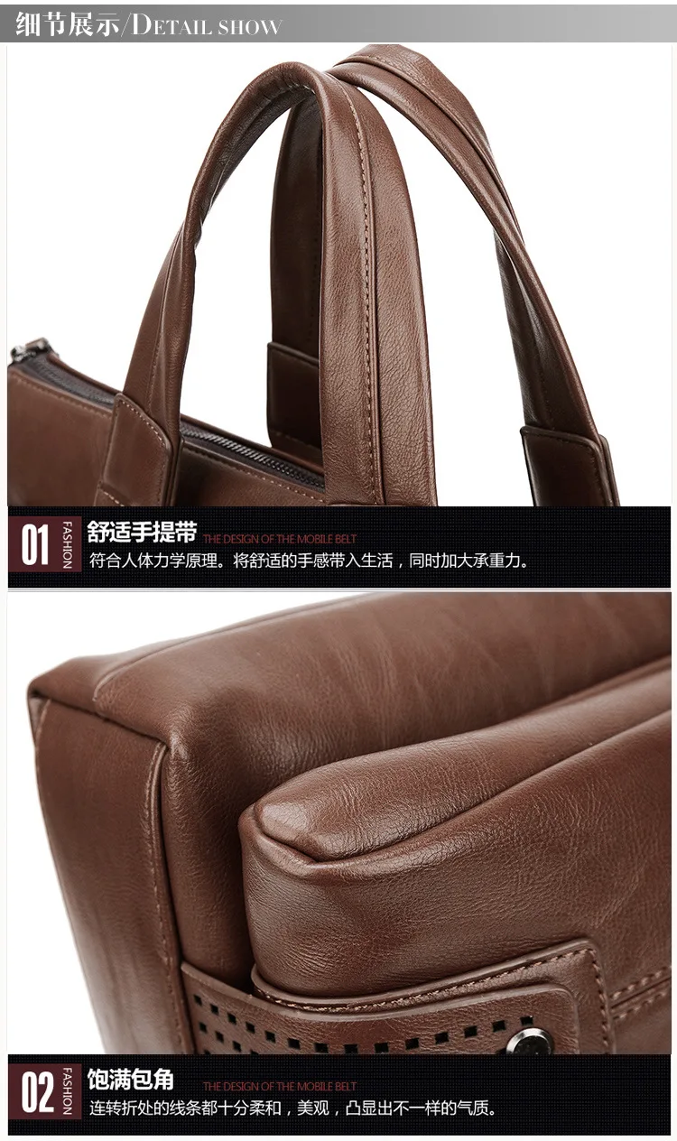 Винтажный Портфель Мужская сумка деловая мужская сумка-мессенджер высокое качество мужской портфель s PU кожаная сумка для ноутбука WBS508