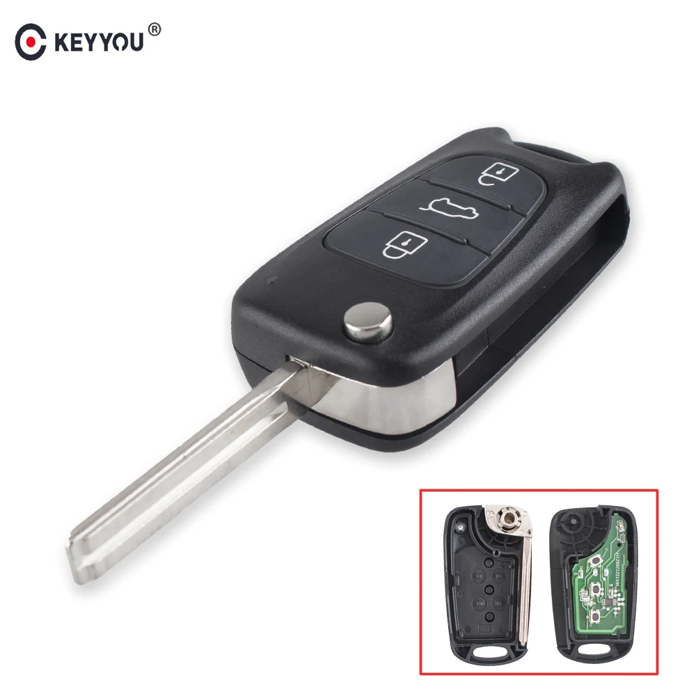 KEYYOU 3 кнопки дистанционного брелока для hyundai YF Sonata Авто сигнализация управления автомобилем 433 МГц ID46 с новым лезвием