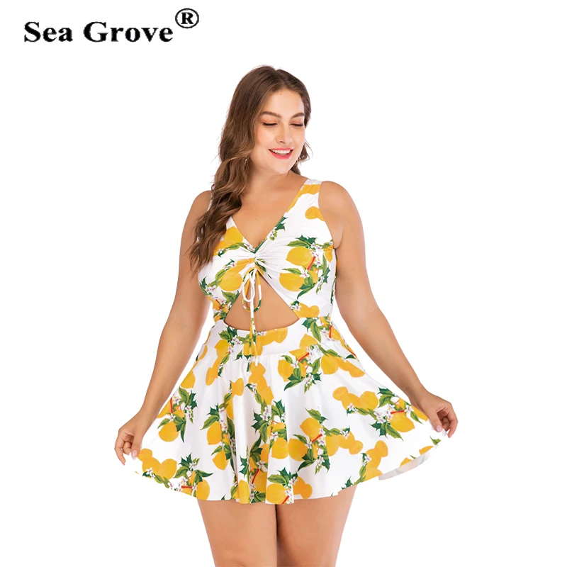 

Sexy Swimsuit Women Beach Dress Plus Size Elastic One Piece Swimsuit Halter Swimwear Large Size Floral dress female Bathing Suit