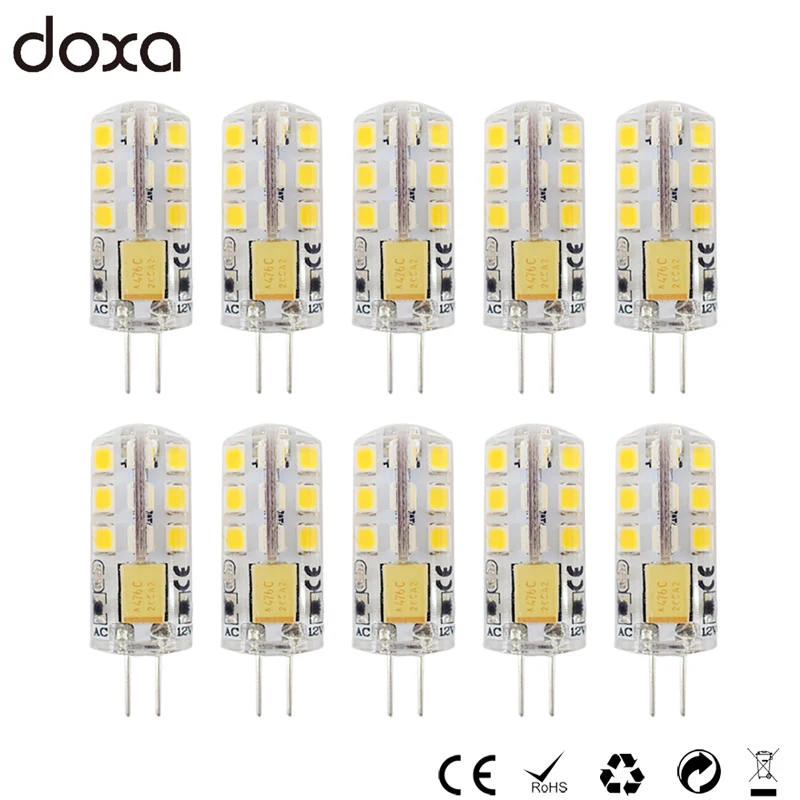 10 шт. G4 светодиодный светильник 12V AC DC 3000K 4000K 6000K светодиодный G4 лампы Luz 2835SMD 24 светодиодный капсулы силикона светильник эквивалентно 20 Вт галогенная лампа