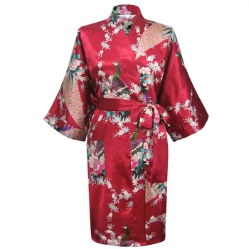 

SummerSilk Satin Wedding Bridesmaid Robe Floral Bathrobe Kimono Robe Night Robe Bath Robe Fashion Dressing Gown For Women 010716