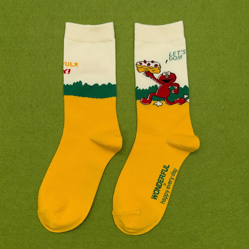 Модные женские носки унисекс Harajuku, цветные хлопковые носки для мужчин, 1 пара - Цвет: CH8100-Yellow