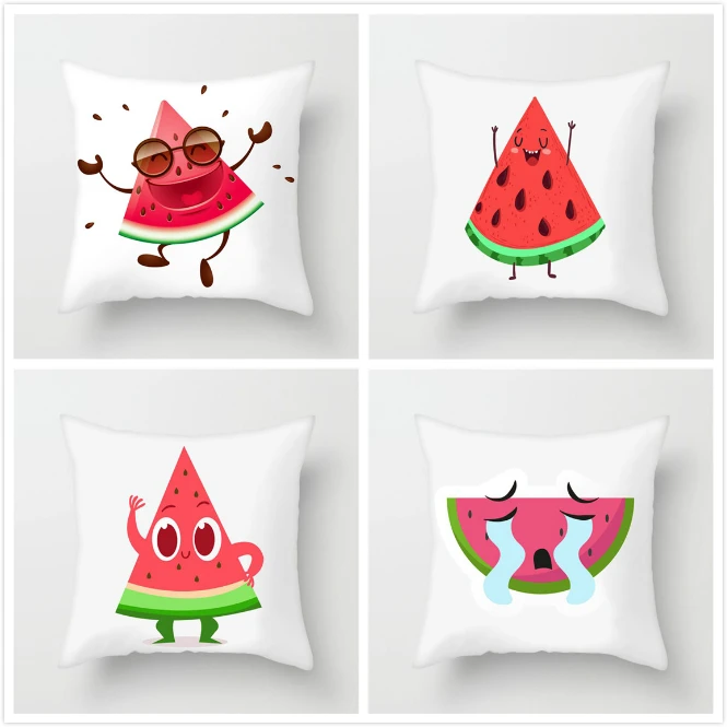 

Fuwatacchi Cartoon Watermelon Doll Cushion Covers Throw Pillows Pillow Covers for Home Sofa Chair Decoration White Pillowcases