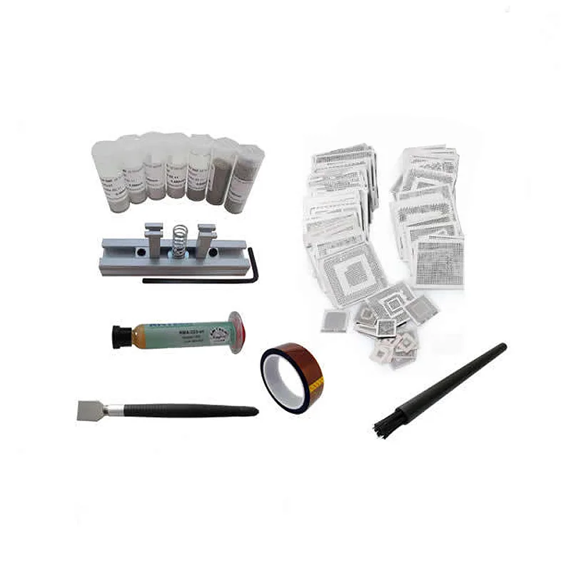 

Direct Heat GPU Stencils 144pcs for INTEL/ NVIDIA/ ATI + solder flux + solder balls + high temperature tape + holder + tools