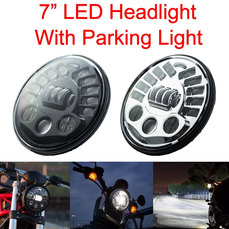

Black 7" LED Projection Head Light Lamp Turn Signal for Harleys Davidso Touring Electra Street Glide Stickers Softail Road King