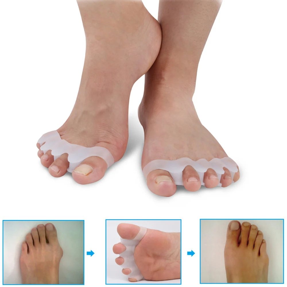 1 пара силиконовых разделителей для пальцев ног Bunion Hallux Valgus Protector 4 отверстия