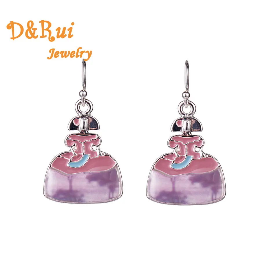 

Cute Spanish Doll Earings for Women Girls Pink Enamel Alloy Statement Earring Brand Party Wedding Jewelry Accessories Jewellery