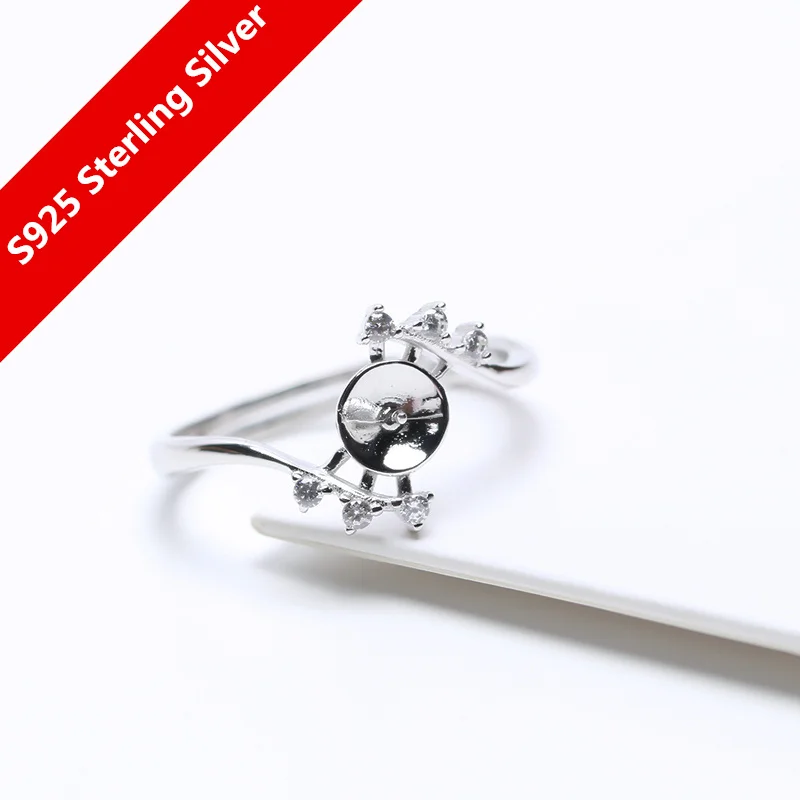 925 sterling silver Flower Basket adjustable size pearl Open Size Adjustable Rings DIY Findings&Components Free shipping Jewelry Findings