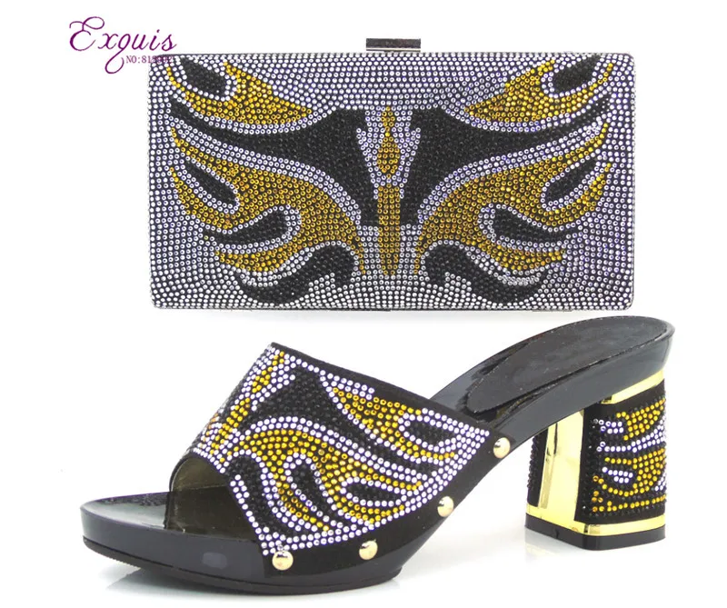 

2016 High quality New design hot sale italian matching shoes and bag set with full shinning stones  CT16-11