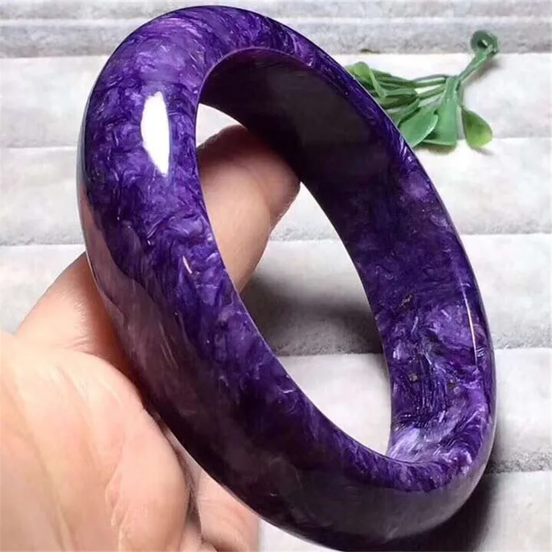

58mm Genuine Natural Purple Charoite Bangles Gemstone Crystal 16x9mm Size For Women Female Gift Fashion Bangle Certificate
