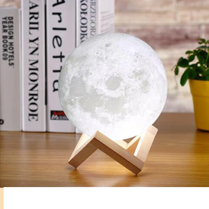 Night Lamp Rechargeable 3D Print Moon Lamp 2 Color Change Touch Switch Bedroom Bookcase Night Light Home Decor Creative Gift (16)