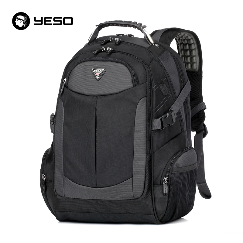 YESO Brand Laptop Backpack Men's Travel Backpacks Multifunction Rucksack Waterproof Oxford Black School Bags For Teenagers