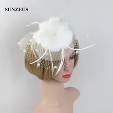 Свадебные шляпы с перьями цвета слоновой кости свадебные шляпы с повязкой на голову женские аксессуары для волос chapeau de mariage femme SH23