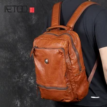 AETOO винтажная итальянская сумка на плечо из воловьей кожи, мужской рюкзак из воловьей кожи ручной работы, Повседневная сумка для компьютера