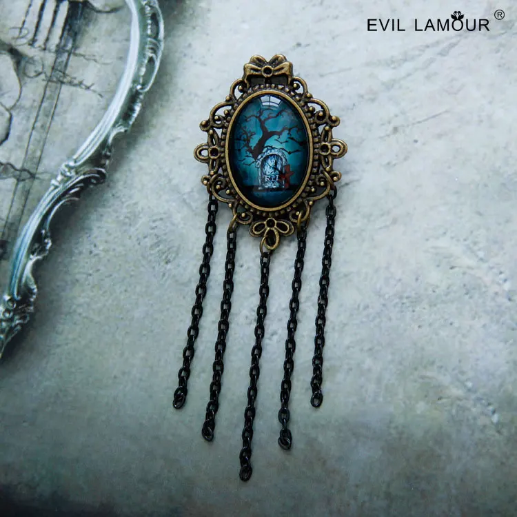 

NEW Halloween Gothic Punk Tassel Brooches Pin for Woman Initial Design DIY Collar Clip Fashion Party Costume Accessories BR-58