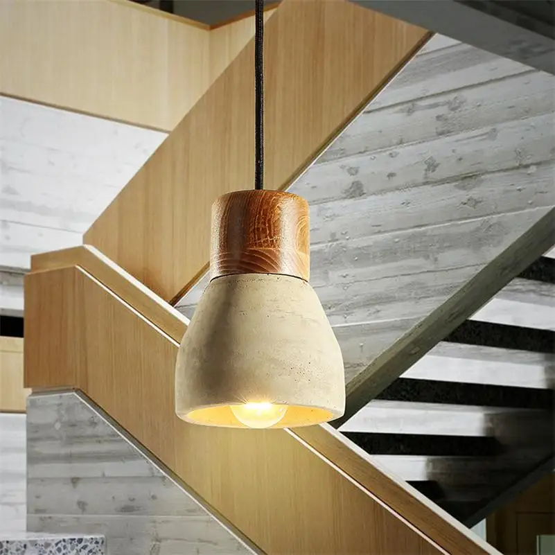 Nordic кулон из светлого дерева цемента светильник Suspendu Pendente Ресторан Кофе Hanglamp