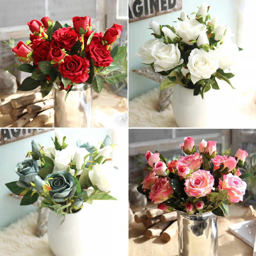 

4 Colors Single Flannel Acacia Rose Artificial Flower Wedding Decoration Party Fake Flower Home Decoration Silk Flower