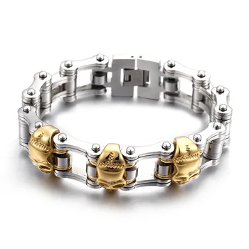 

Golden personality titanium steel bicycle skeleton bracelet retro trend bike male chain manufacturers straight batch