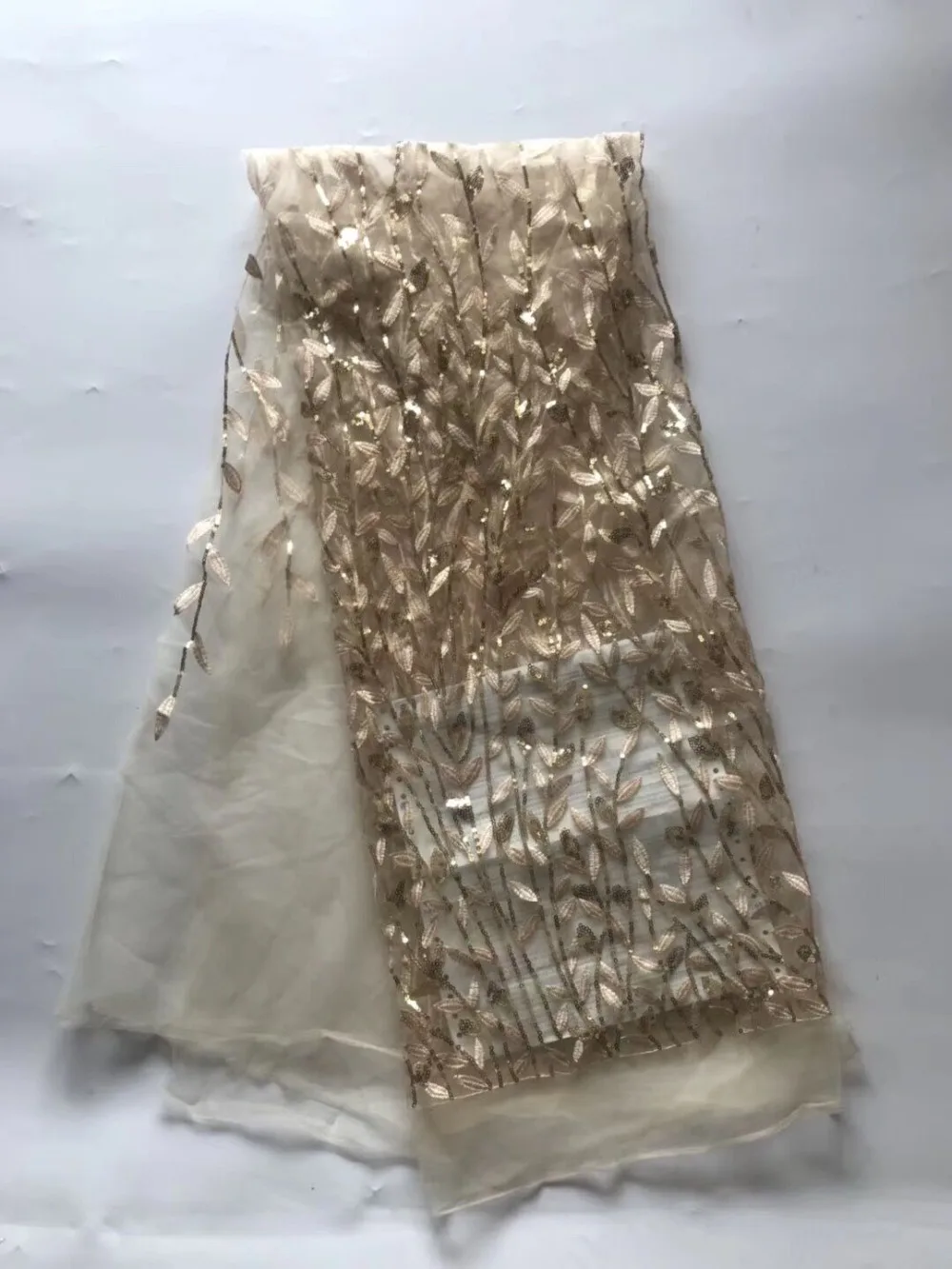 Wholesale Gold Bridal Gauze African Net Lace Fabric Dress Material Gold