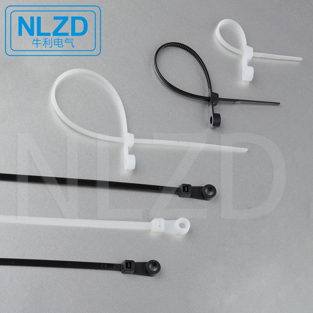 Fixed Nylon Cable Ties 8" 100pcs W=3.6mm Head Type Zip Ties Screws