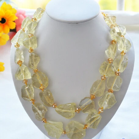 

N2596 Nature 2row 32MM yellow crude ore citrine necklace 28% Discount