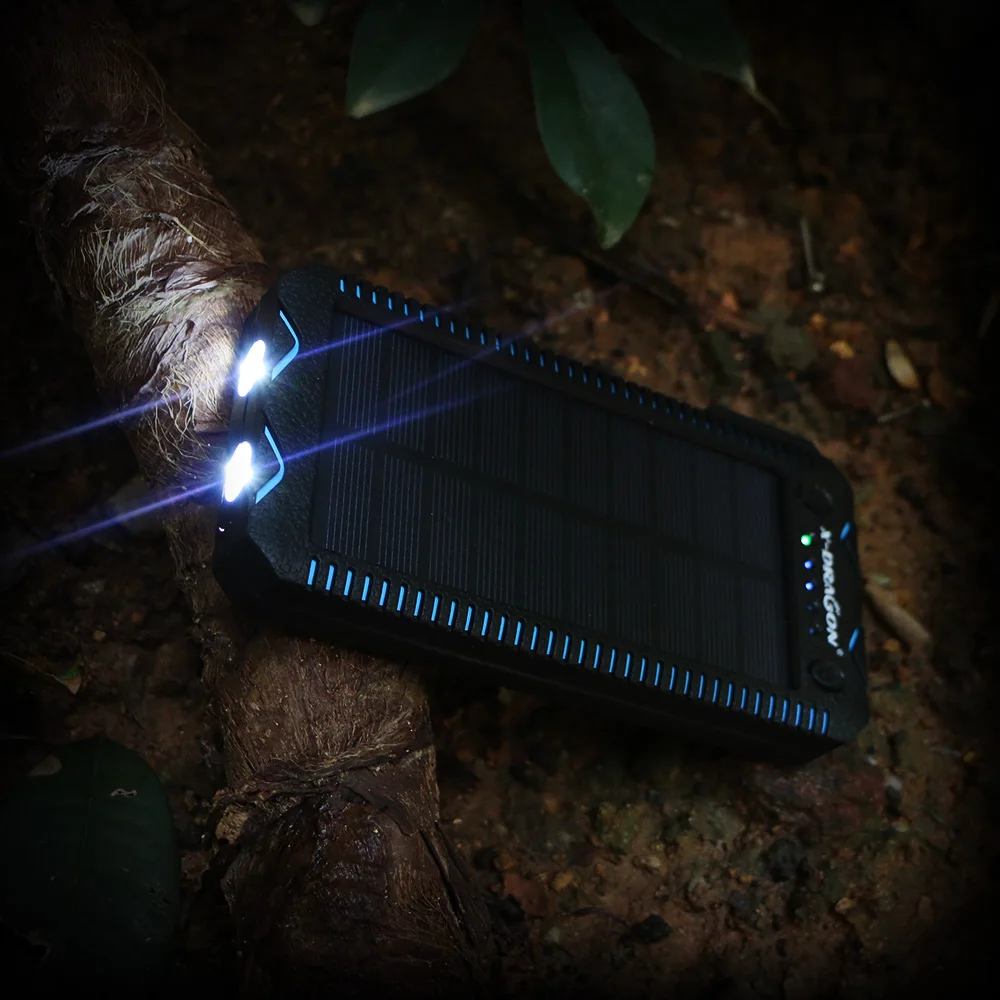 15000mAh Solar Power Bank with Cigarette Lighter Solar Panel Powered Charger for iPhone Huawei Xiao