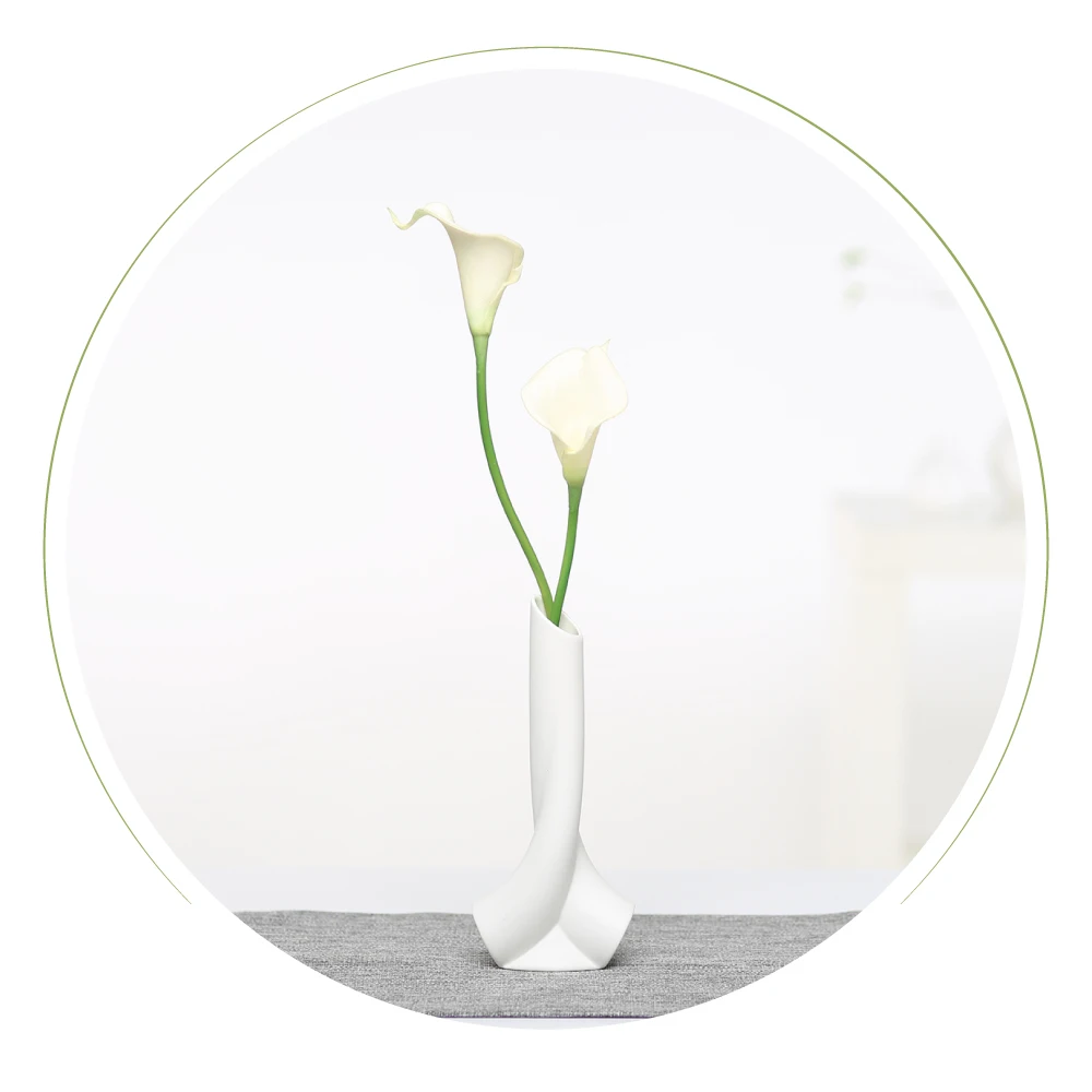 New Adornment Slim Neck Vase White Ceramic Storage Water Flowers Vase