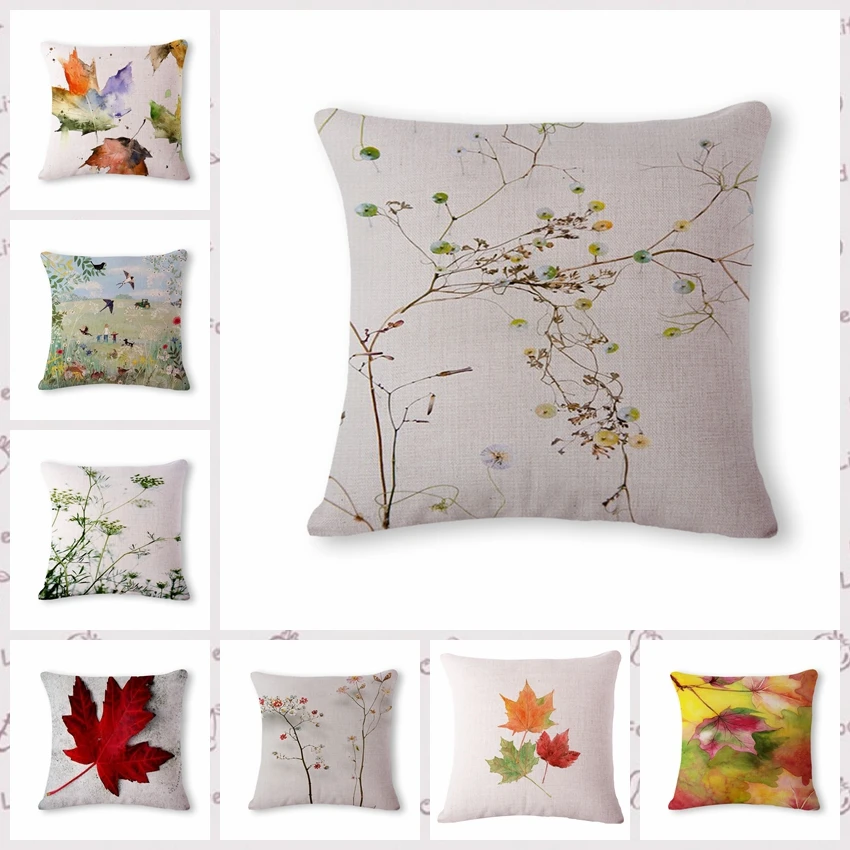 

Golden maple leaf pattern Cushion(No Filler) Polyester Family affection Sofa Car Seat family Home Decorative Throw Pillow