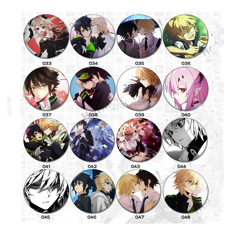 

8pcs/set 2.6inch Anime Badge Seraph Of The End Owari No Anime Yuichiro Hyakuya Hiiragi Shinoa Brooch Badge Anime Badge