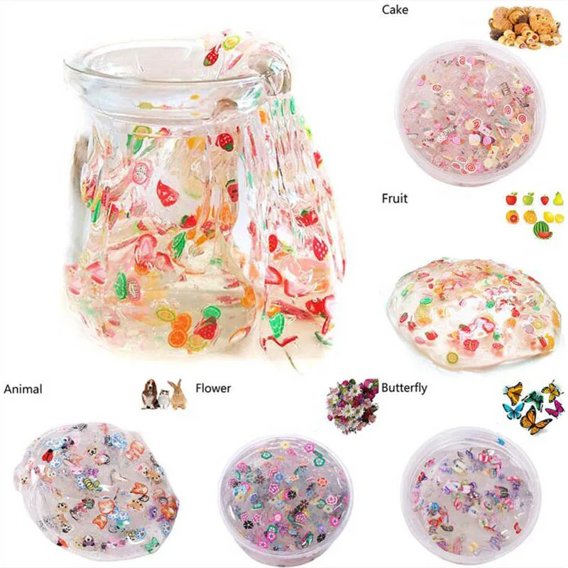 

TOY 60ML Fruit Slice Crystal Slime Fluffy DIY Clear Playdough Transparent Lizun Fidget Mud Slime Toy Jumbo Antistress Squishies