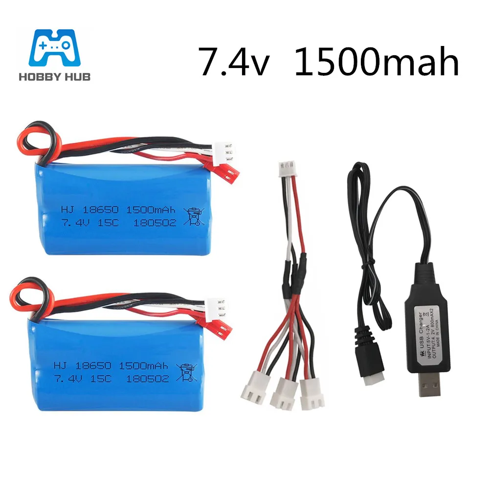 2/3 шт. lipo аккумулятор 7 4 В 1500 мА · ч и USB/3 в 1 кабель для Huanqi 957 948 RC лодки WLtoys 12428 MJXRC F45