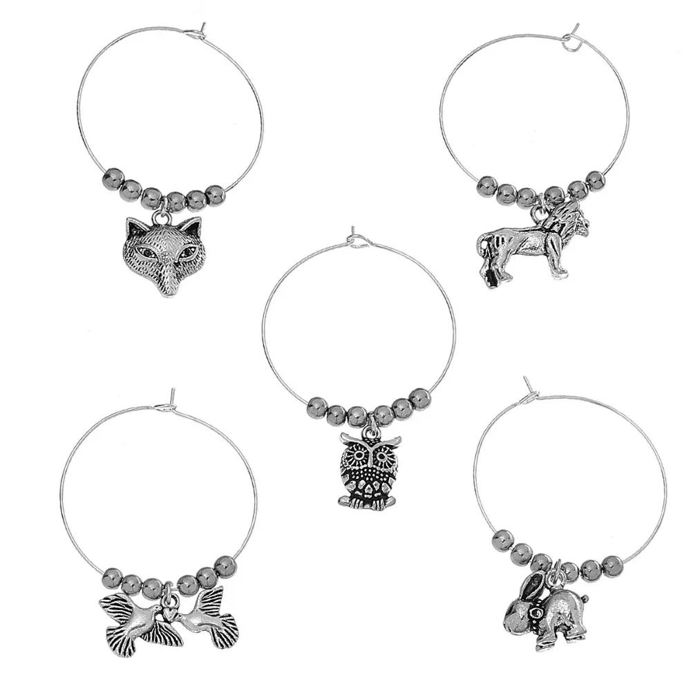 DoreenBeads Round Alloy Wine Glass Mark Table Decorations Wine Glass Charms Gifts Antique Sliver Color Fox Lion 4x3.5cm 1 Set DoreenBeads Round Alloy Wine Glass Mark Table Decorations Wine Glass Charms Gifts Antique Sliver Color Fox Lion 4x3.5cm 1 Set