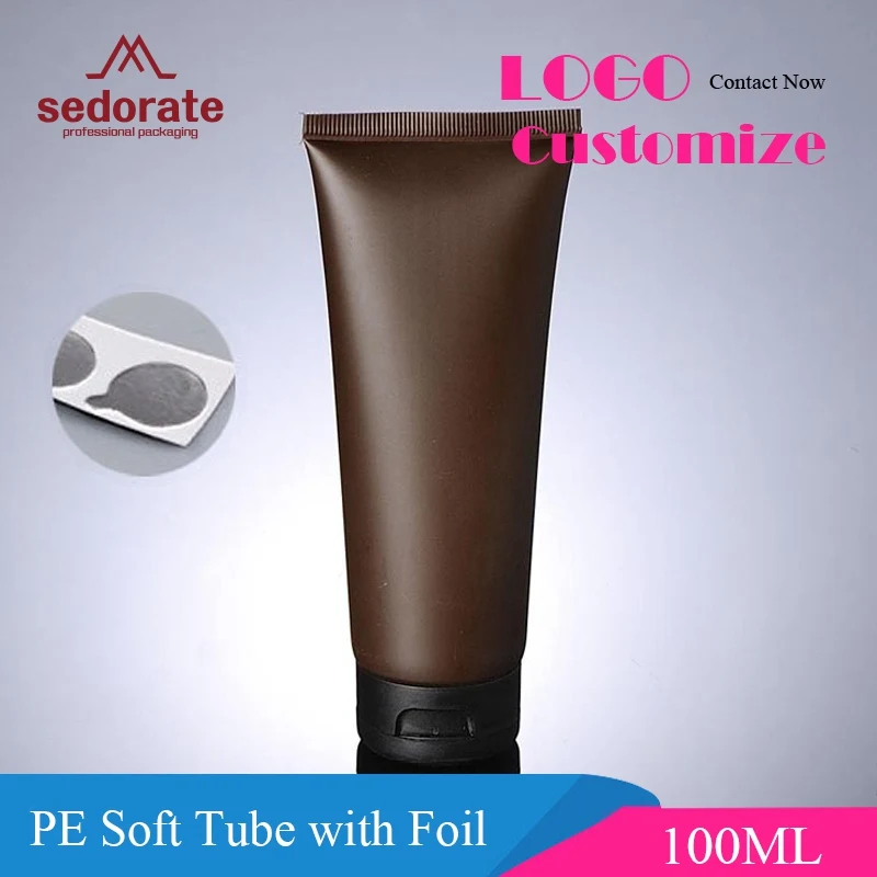 Sedorate 20 шт./лот 100 мл PE мягких туб для средства для очищения лица Пластик коричневый тюбик крема для рук с Фольга косметические контейнеры XMR01