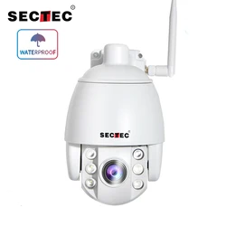 SECTEC – Mini caméra de surveillance dôme extérieure PTZ IP WiFi hd 2MP/2.5 P, dispositif de sécurité sans fil, étanche, avec inclinaison panoramique et système infrarouge, Audio bidirectionnel, 1080 pouces 