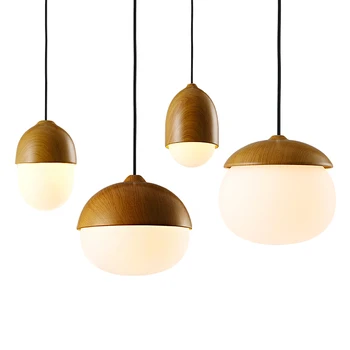 

One combo Nordic LED Pendant Light simplicity AC220V input 3W warm led bulb Glass Ball wood Hanging Lamp Light Art Decoration