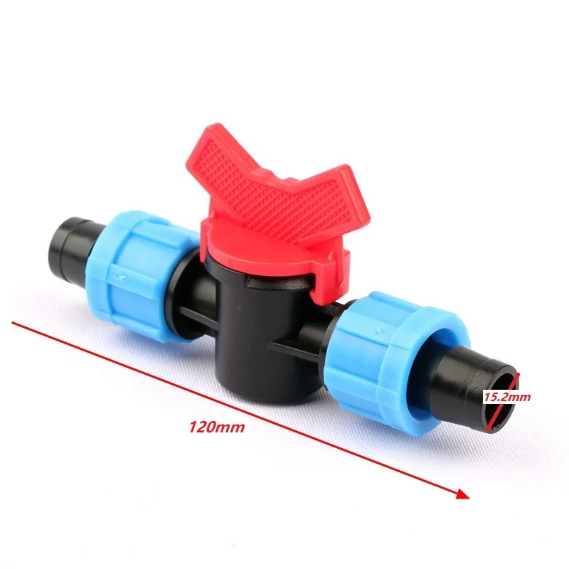 

5PCS 16mm Drip Irrigation Tape Bypass Valve Greenhouse Irrigation System Water Pipe Lock Connector Watering System Fittings