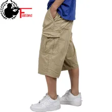 Военный стиль летние мужчины багги грузовой хлопок колен брюки случайные мужской брюк большие свободные большой размер khaki xxl 3xl 4xl 5xl 6xl