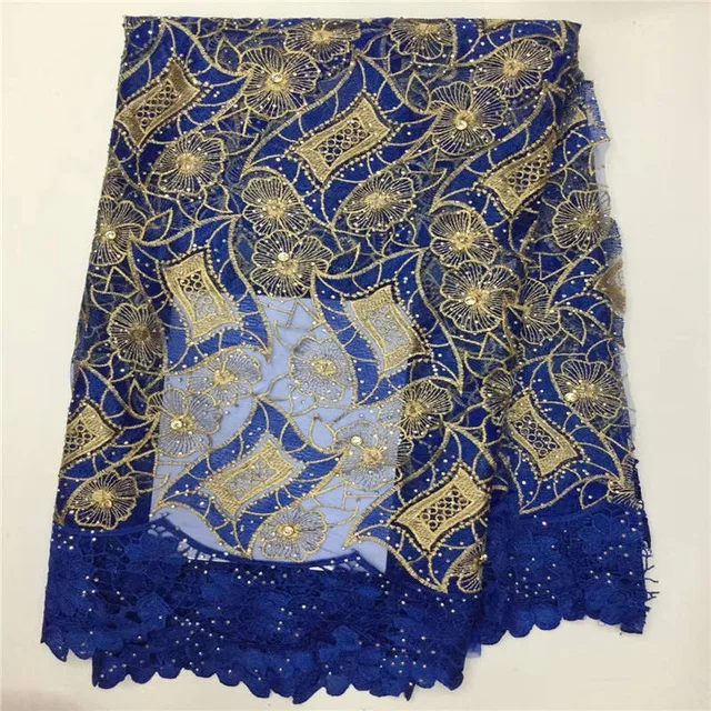 

2018 High Quality Mesh Lace Fabric/Nigerian Lace Fabrics/Water Soluble Stones African Lace Fabric For Wedding Dress 5yards