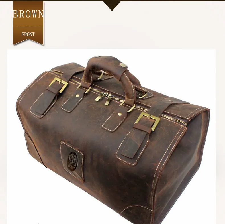 Качественная мужская сумка Crazy Horse из кожи, большая вместительность, Ретро дизайн, сумка для багажа, модная сумка для путешествий, сумка-тоут 8151