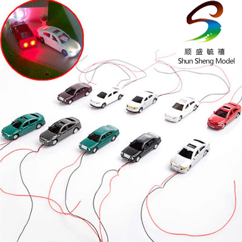 12PCS 1200 Z Scale Model Lighted Cars With LEDs Lights for Building Layoutin Model Building