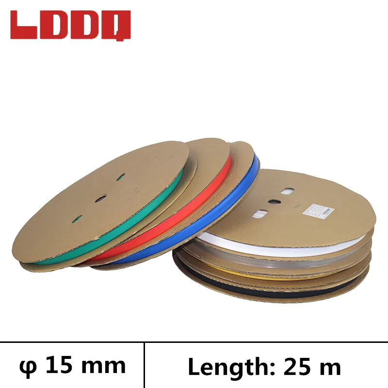 

LDDQ 25m 3:1 Heat shrinkable tube adhesive with glue Diameter 15mm Heatshrink Cable sleeve guaina termorestringente Waterproof