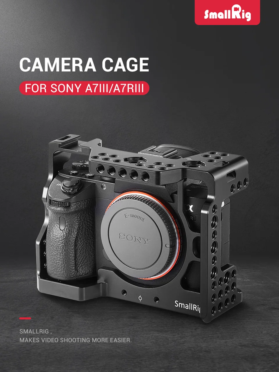 SmallRig A73 Cage A7R3 / A7RIII / A7III Camera Cage for Sony A7R III / A7M3/ A7 III W/ Arri Locating / 4/1 8/3 Threads hole 2087