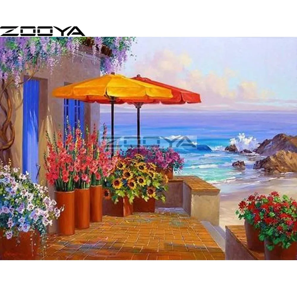 ZOOYA Алмазная вышивка 5D DIY картина наборы для вышивки крестом приморские Цветы