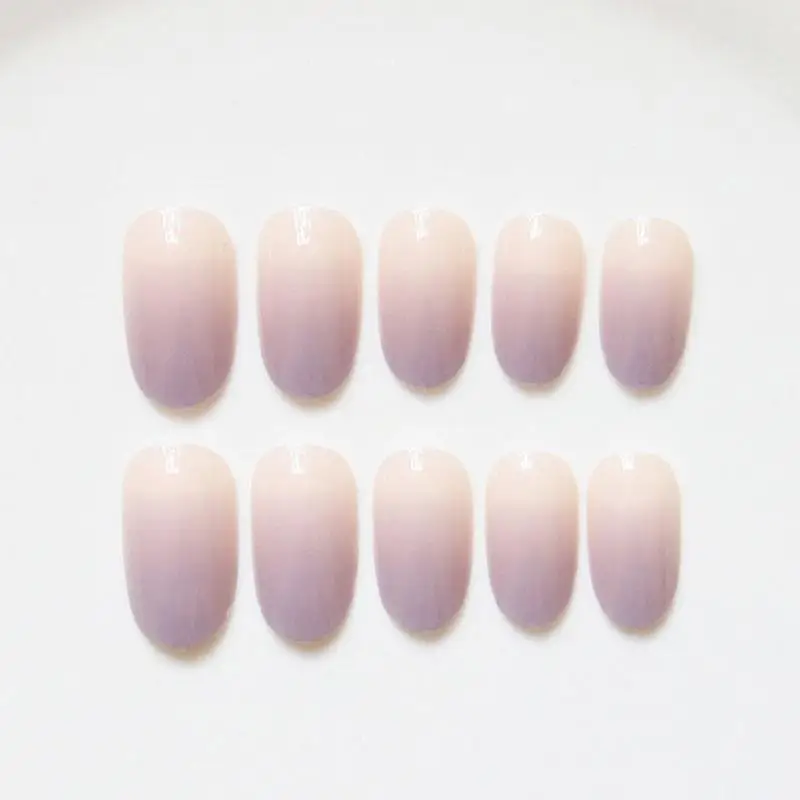 24 шт Высокое качество Очаровательные искусственные ногти обнаженные фиолетовые градиентные дизайн ногтей накладные ногти полное покрытие накладные ногти