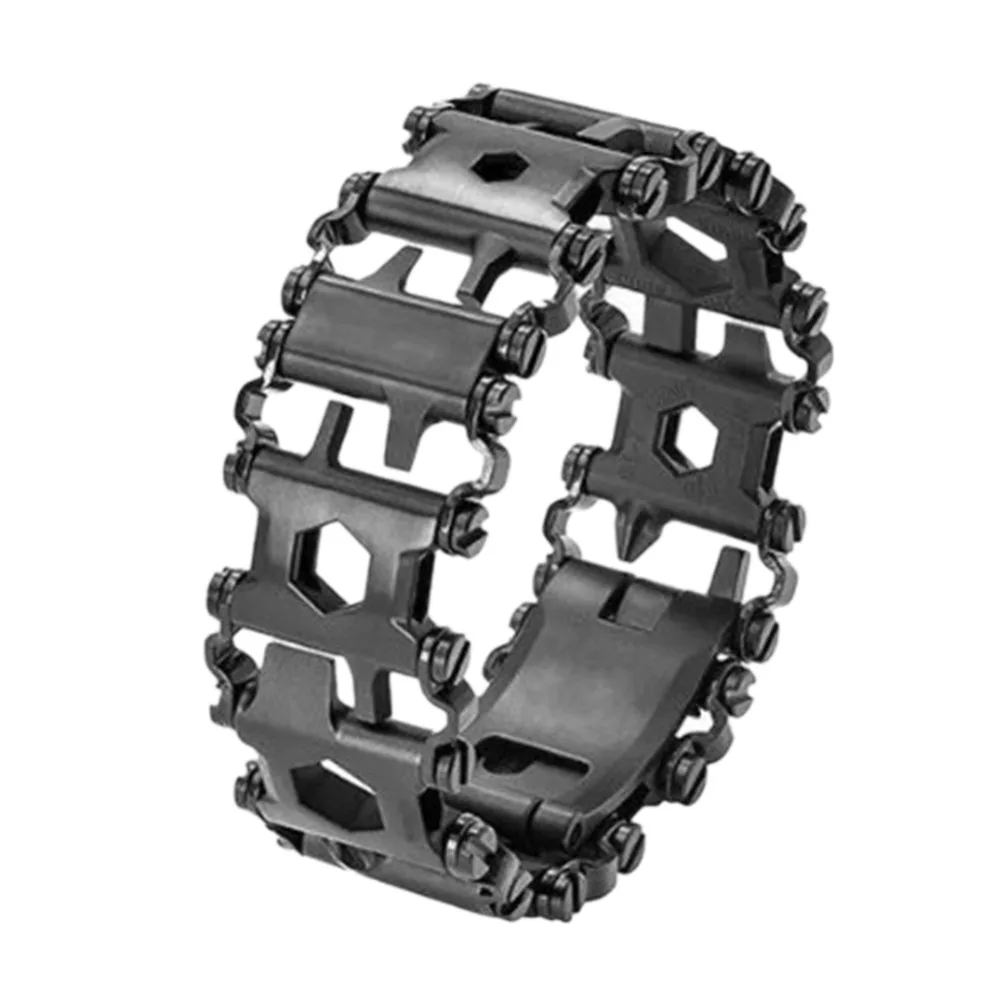 

1pc 29 IN 1 Stainless Steel Multi Tool Bracelets Camping Hiking Multi-function Bracelet Black Screwdriver Outdoor Emergency Kit