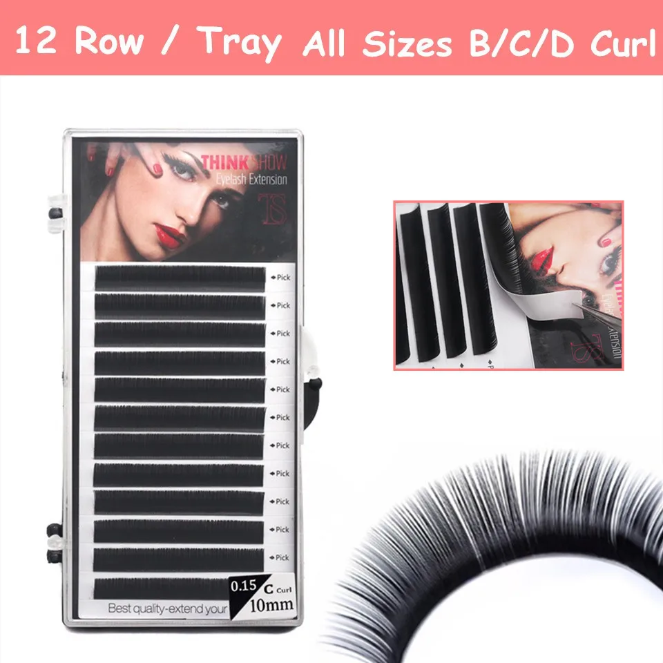 

1 Trays 12 Lines/Tray All Size BCD Curl Individual Eyelash Extension,False Fake Natural Long Eye Lashes Makeup Tools